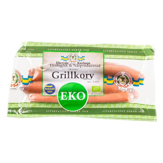 Ekologisk Skinnfri Grillkorv Härryda 400g Nätmat