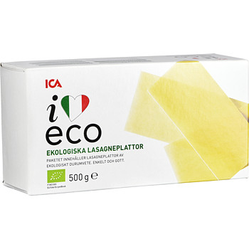 Lasagneplattor Ekologisk Ica I Love Eco, 500g | Nätmat