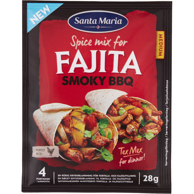 Fajita Kryddmix Smokey Bbq Medium Santa Maria 28g Nätmat